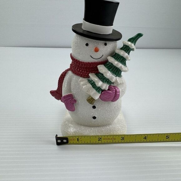 Bath & Body Works Snowman Soap Dispenser Holder Christmas Top Hat Tree Glitter - Picture 12 of 13
